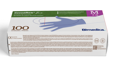 Guantes examen nitrilo sin polvo biodegradables Sensiflex Bio 100u Bimedica