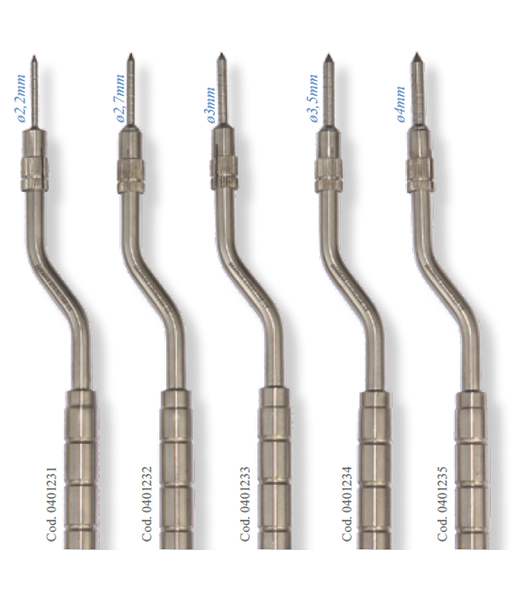 Osteotomo curvo en punta con tope. -ø3,5mm