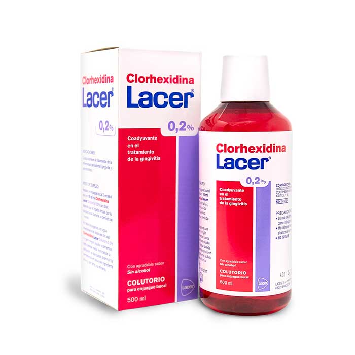 Lacer colutorio Clorhexidina 0,2% envase 500 ml.