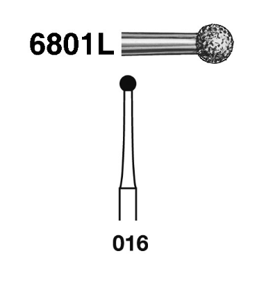 Fresa diamante turbina Fig.6801L314 cuello/tallo largo cal.016 - Komet 5u