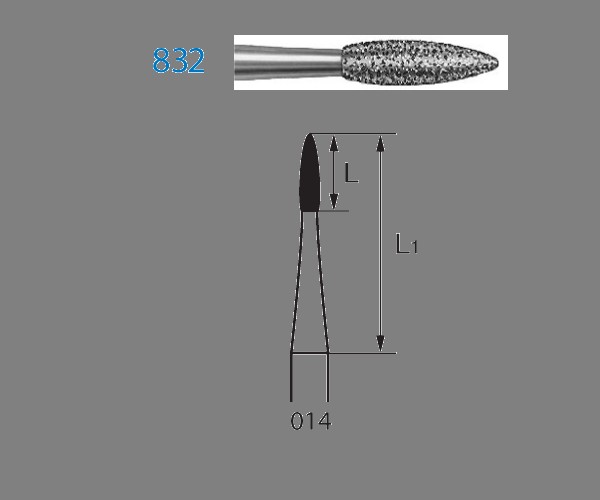 Fresa diamante contra-ángulo Fig.832204 cal.014 - Komet 5u