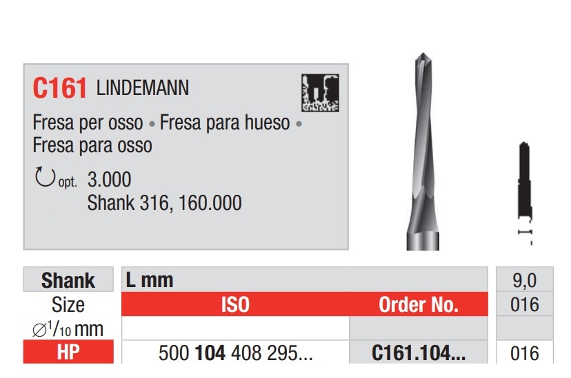 Fresas Lindemann Quirúrgicas de Acero HP 1u EDENTA