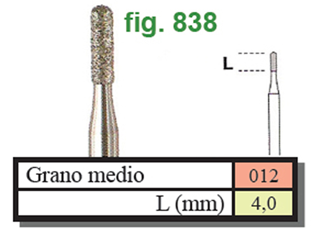 Fresa diamantada Fig.838 grano medio cal.012 - Edenta 5u