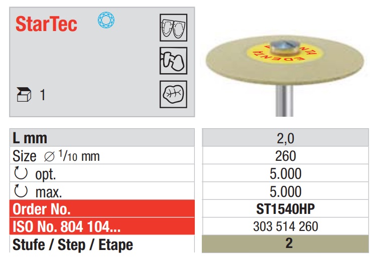 Pulidor para cerámica 2a Fase Startec Forma de Disco HP 1u EDENTA
