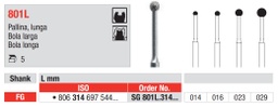 Fresas diamante turbina Bola cuello largo FG Fig. SG801L Grano Super Grueso - Edenta 5u