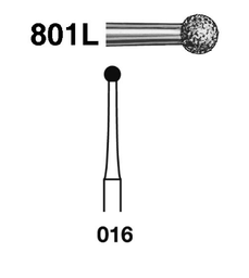 [801L.314.016K] Fresa diamante turbina Fig.801L314 cal.016 cuello/tallo largo - Komet 5u