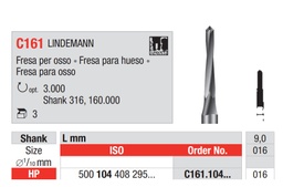 [C161.104.016] Fresa Lindemann Quirúrgica de Carburo Tungsteno HP 3u EDENTA