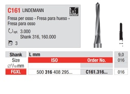 [C161.316.016] Fresa Lindemann Quirúrgica de Carburo Tungsteno FGXL 3u EDENTA