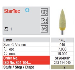 [ST2040HP] Pulidor para cerámica 2a Fase Startec Forma de Bala HP 1u EDENTA