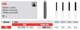 [886.314.016] Fresas diamantadas Fig. 886 Grano Medio Cilindro con punta FG 5u Edenta