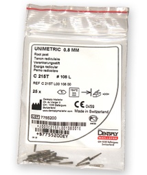 Unimetric titanio cabeza larga ø0,8mm 25u